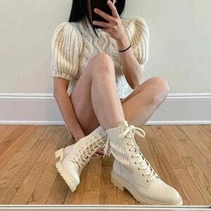 NWT Sam Edelman Lydell Combat Boots Lug Sole Lace Up Suede Leather Tan Brown 9.5